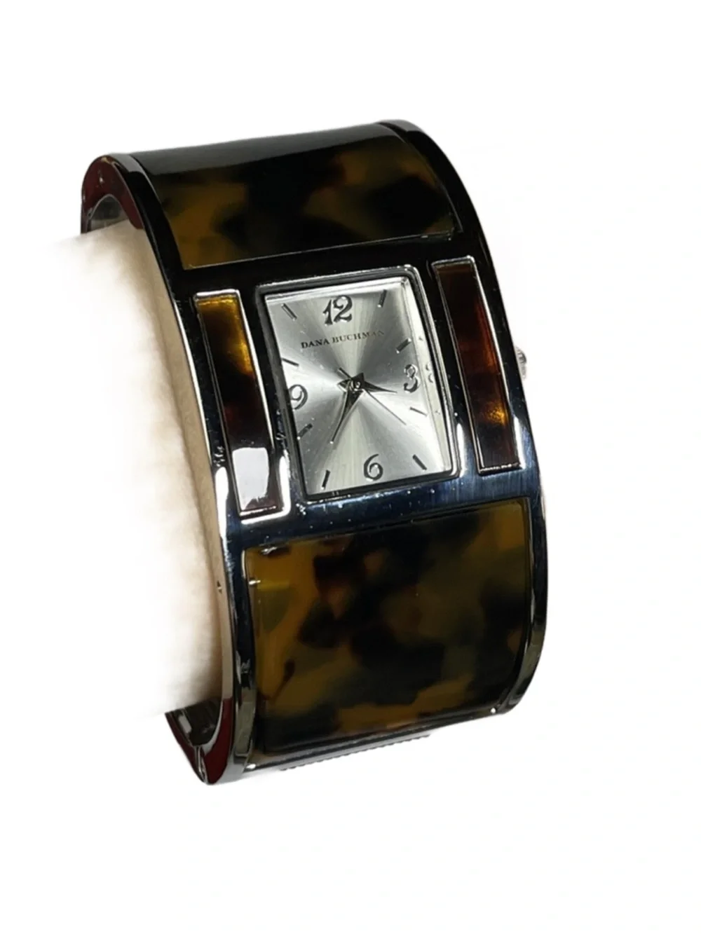 Dana Buchman Brown & Amber Animal Print Cuff Watch - Silver Accents - Adjustable